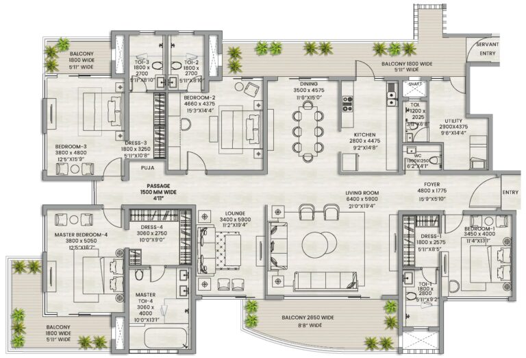 3 BHK Floor Plan